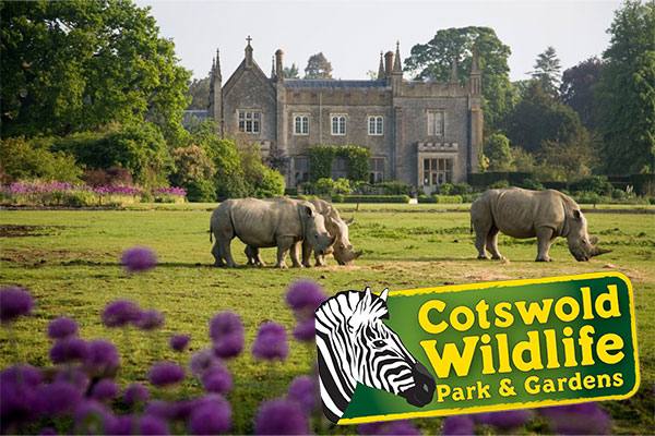 Animals and landscaped gardens at Cotswold Wildlife Park near Burford