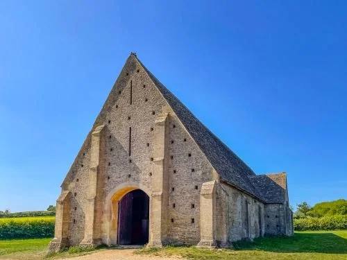 The medieval tithe barn at Great Coxwell, with its vast timber roof